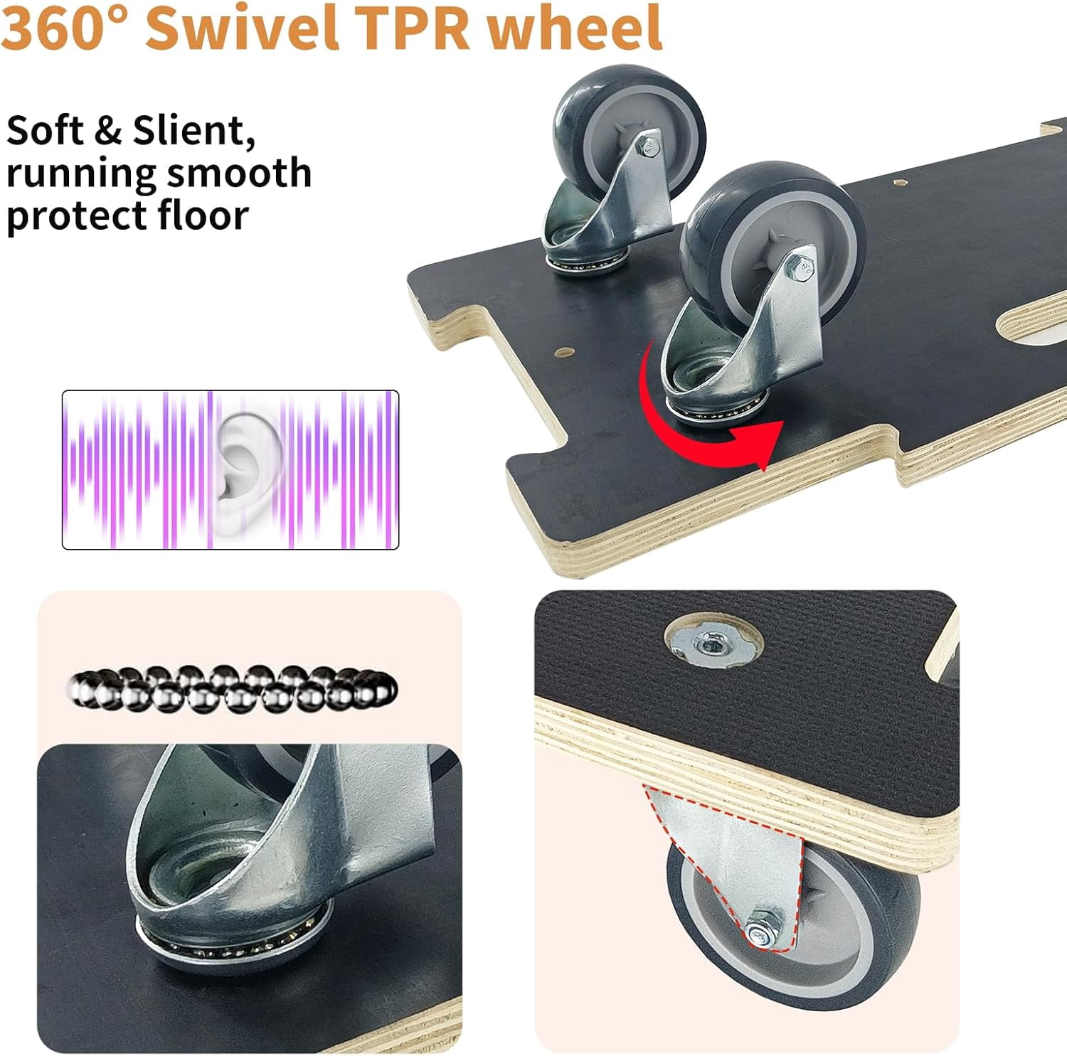Hard Wood Mover Spliceable Dolly 550Lbs Capacity 2 Packs 4 Wheels Heavy Duty Furniture Moving Connectable Design Upgraded Transport Roller