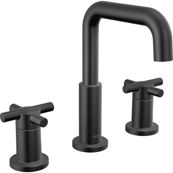 Delta Faucet Nicoli Widespread Bathroom Faucet 3 Hole, Black Bathroom Faucet, Bathroom Sink Faucet, Drain Assembly, Matte Black 35894LF-BL