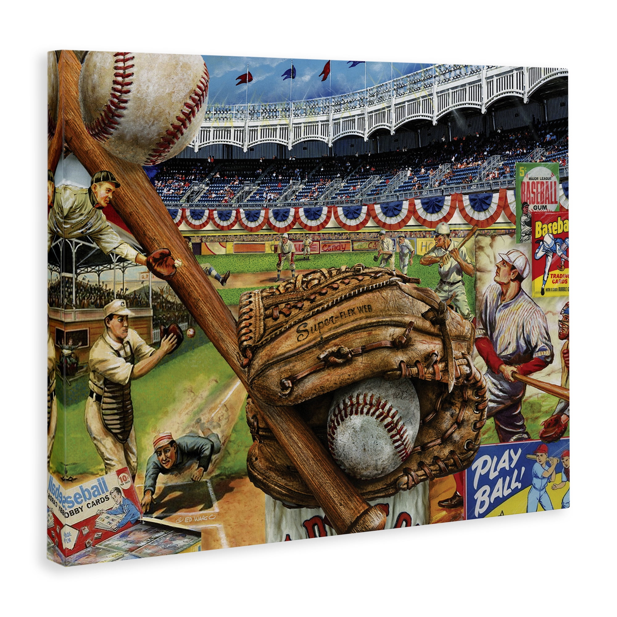 Stupell Industries Baseball Sports Collage Sports Painting Gallery Wrapped Canvas Art Print Wall Art, 30 x 24
