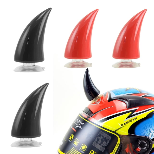 Juego de 4 cuernos de diablo para casco de motocicleta (74 cm) - Accesorios de cuerno de diablo suaves y personales con ventosa de goma suave para casco de motocross todoterreno
