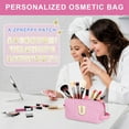 thumbnail image 3 of DAKIMOE Makeup Bag Cosmetic Bags Organizer Personalized Initial Travel Essentials Toiletry Bag for Birthday Christmas Girlfriend Teacher Valentines Day Gifts, 3 of 9