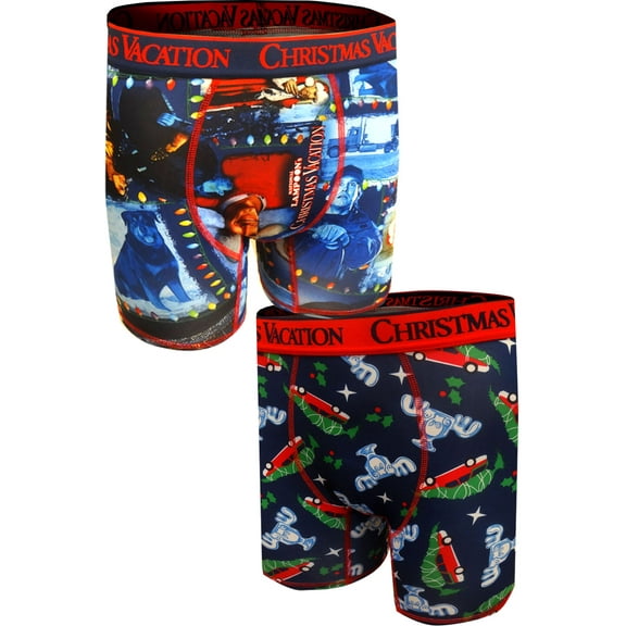 Briefly Stated Mens 2 Pack Christmas Vacation Griswold Holiday Boxer Briefs Sml