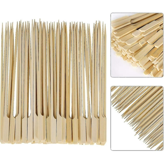 Paquete de 100 brochetas de bambú para barbacoa, brochetas de madera, brochetas para picar, brochetas de madera para kebab, palitos para fiestas de kebab a la parrilla, brochetas para barbacoas, Co