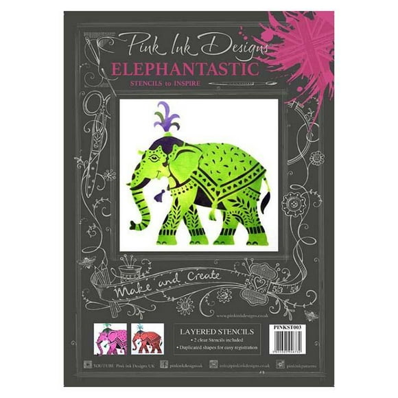 Pink Ink Layered Stencils Elephant