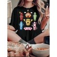 thumbnail image 1 of Women'S Fun Colorful Crayon Print Fashion T-Shirt, Casual Crew Neck Short Sleeve Tee, Simple Leisure Sportswear, Polyester Knit Fabric with Medium Stretch, Geometric Pattern, for All Season Comfort T, 1 of 6