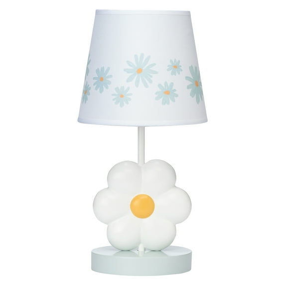 Lambs & Ivy Sweet Daisy White Floral Nursery/Child Lamp with Shade & Bulb