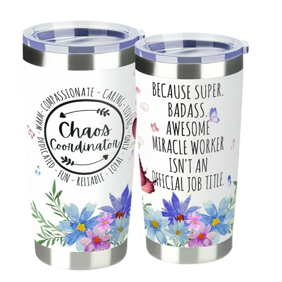 swig Tumbler-Chaos Coordinator gifts - Chaos Coordinator Travel Mug with Straw for Mom Coworker Boss Manager Employee - Stainless Steel Tumbler Cup 20oz