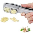 thumbnail image 2 of tooloflife Manual Garlic Press Garlic Peanuts Nuts Masher Portable Aluminum Alloy Silver, 2 of 8