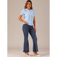 thumbnail image 3 of DARING DIVA Women's Gingham Top Peter Pan Collar Plaid Shirt XL Sky Blue, 3 of 6
