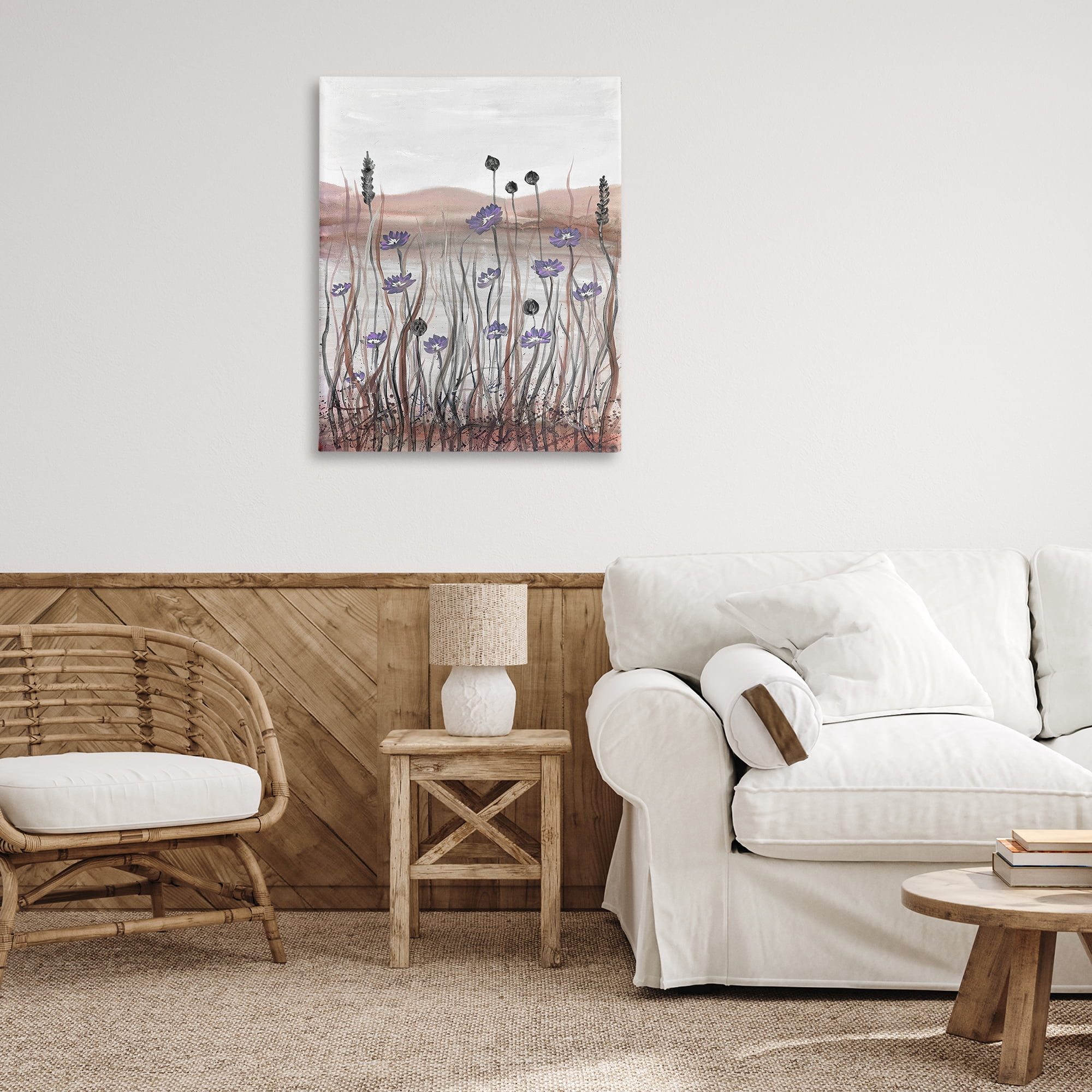 Stupell Industries Soft Lakeside Blooms Landscape Painting Gallery Wrapped Canvas Art Print Wall Art, 30 x 40