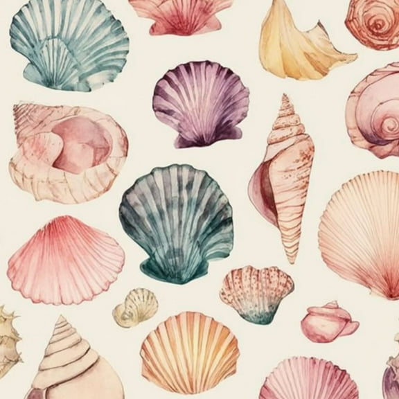 Coastal Peel and Stick Wallpaper Watercolor Seashell Soft Pastel Colors Contact Paper 17.7in x 9.8ft Wallpaper Removable Self Adhesive Wall Paper for Bedroom