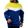 thumbnail image 2 of WTOBBY Men's Color Block Hooded Sweatshirt with Drawstring, Casual Loose Fit Sport Pullover Large Pocket, Gym Streetwear Essential,Yellow 3XL, 2 of 4