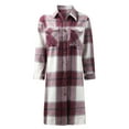 thumbnail image 5 of IROINNID Women's Leisure Long Coat Turndown Lapel Plaid Trench coat Long Sleeve Outwear, Wine, 5 of 8