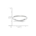 thumbnail image 3 of DewberryDiamonds 14k White Gold 2mm Lightweight Half Round Wedding Band Size 7 Unisex (Weight : 1.37 gm Width : 2 mm) for Men & Women, 3 of 6