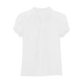 thumbnail image 5 of BLVB Women's Dressy Blouses V Neck Pleated Tops Tee Summer Shirts Petal Short Sleeve Casual T-Shirts for Work Office, 5 of 6