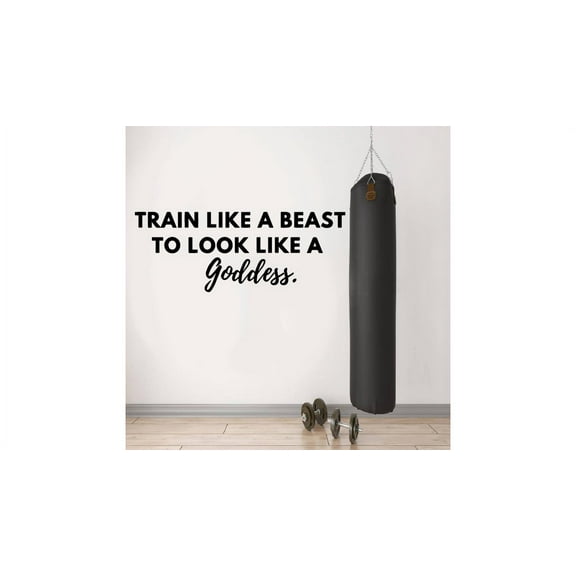 Train Like A Beast Goddess Quote Fitness Workout Success Motivation Quotes Wall Decals Healthy Lifestyle for Girls Boys Gym Home Sports Room Decor Vinyl Wall Art Stickers Decoration Size (12x20 inch)