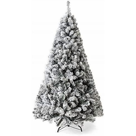 DORTALA 7.5ft Snow Flocked Christmas Tree,Artificial Christmas Tree with Sturdy Metal Stand, Premium PVC Needles, 1010 Branch Tips, Xmas Tree for Home, Office, Shops and Hotels