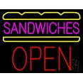 thumbnail image 1 of Pink Sandwiches Block Open LED Neon Sign 24 x 31 - inches, Black Square Cut Acrylic Backing, with Dimmer - Bright and Premium built indoor LED Neon Sign for restaurant window and interior decor., 1 of 7
