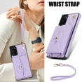 thumbnail image 4 of Case for Samsung Galaxy Note 20, Crossbody Wristlet Case Wallet with RFID Blocking Card Slots KickStand Flip Folio PU Leather Magnetic Protective Cover Women for Galaxy Note 20, Violet, 4 of 9
