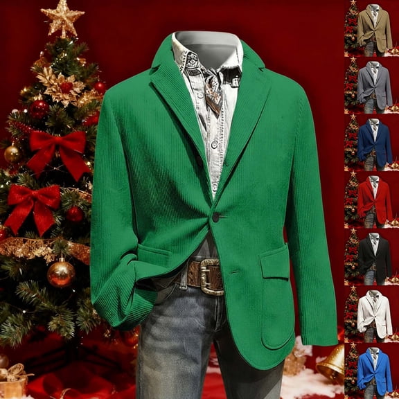 Hinvhai Mens Corduroy Blazer Vintage Suit Jacket Casual formal 2 Button Notch Lapel Sport Coat Long Sleeve Wedding Coats White XL(XL)