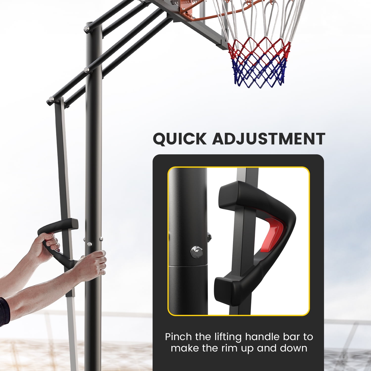 Bexfil  Portable Adjustable Basketball Hoop 5.25-10ft with 44" Backboard for Kids, Teens, Adults, New