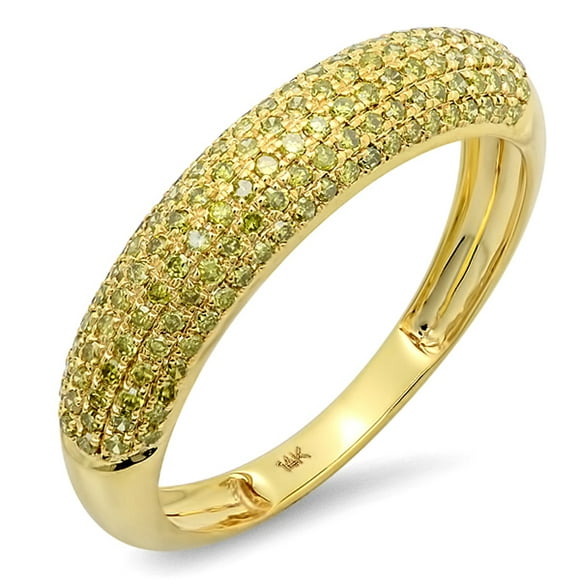 Dazzlingrock Collection 0.50 Carat (ctw) 14K Round Yellow Diamond Ladies Anniversary Wedding Band 1/2 CT, Yellow Gold, Size 10