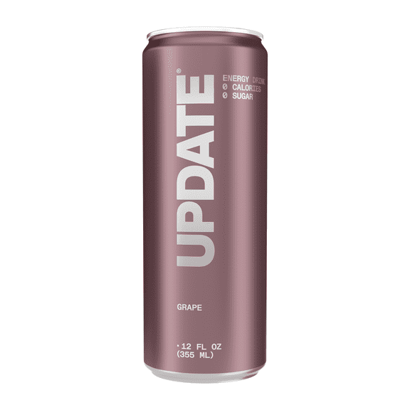 UPDATE Energy Drink, Caffeine Free, Zero Sugar, Grape, 12 fl oz, No Crash, Paraxanthine Powered
