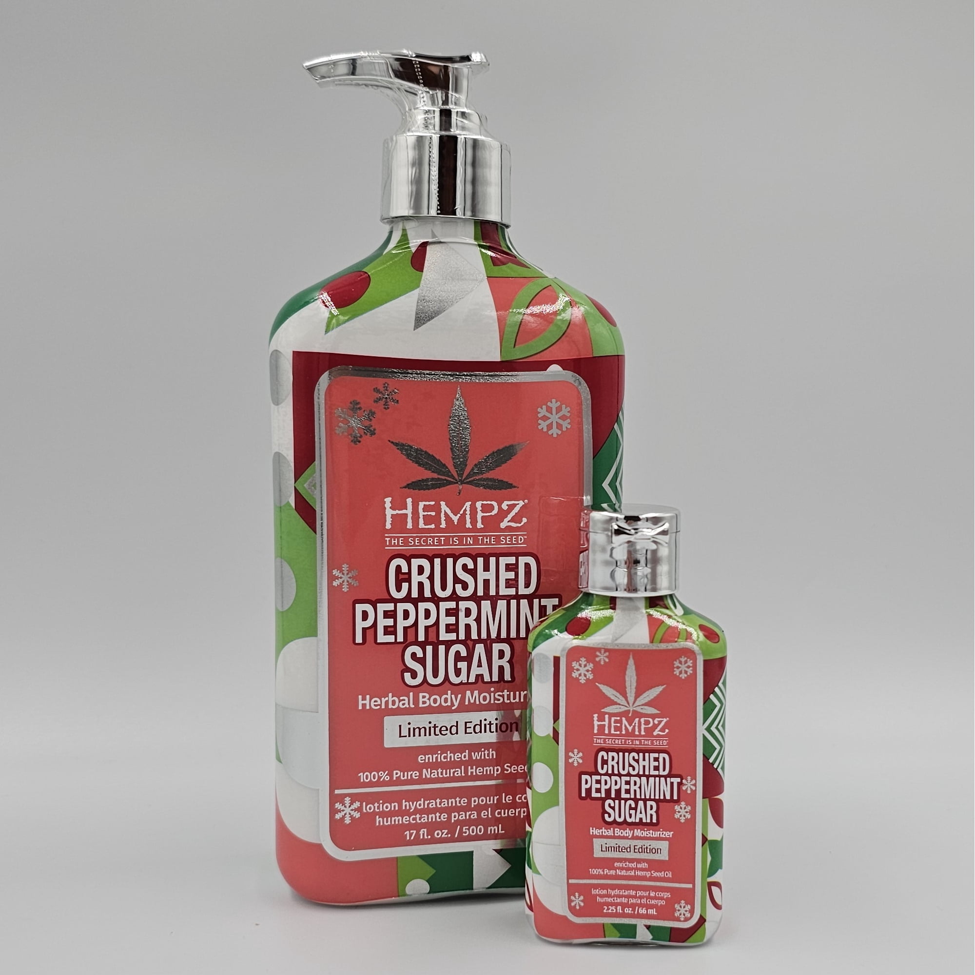 Hempz Crushed Peppermint Sugar 2 Piece Holiday Gift Set Lotion Set