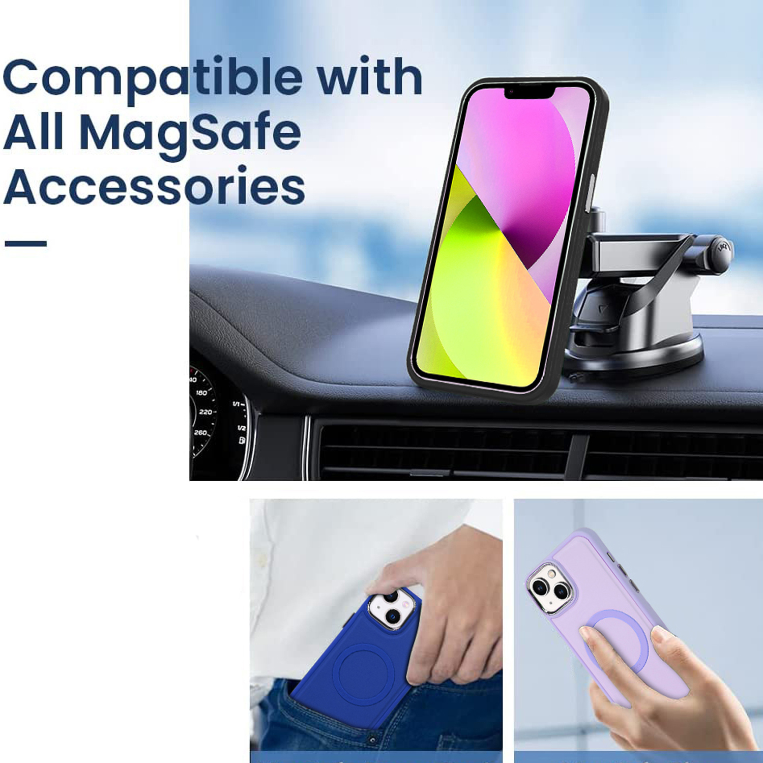 Nalacover Magnetic Case for iPhone 13, Slim Eye Design Lens Protection Soft Silicone Shockproof Cover Compatible with MagSafe Wireless Charging Car Mount Case for iPhone 13,Black