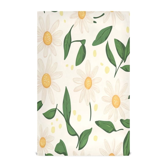 Flowers Daisy Pattern Decorative Waffle Towel Kitchen Dishcloth 28x18in Multi-Use Tea Towel
