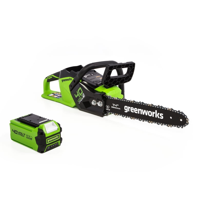 Greenworks 40V 14-inch Brushless Chainsaw with 2.5 Ah Battery and
