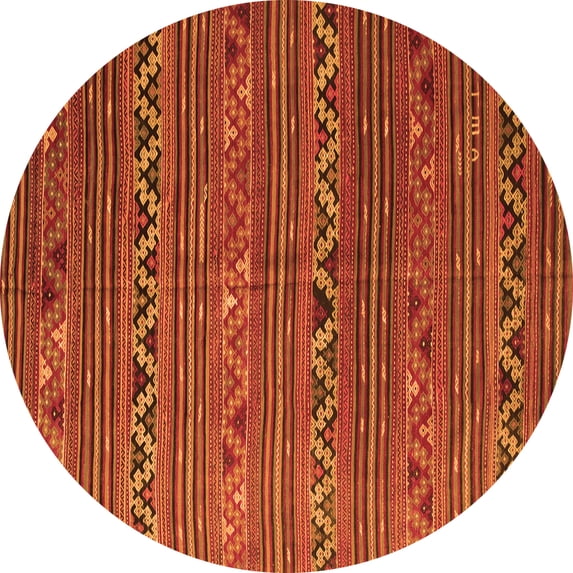 Ahgly Company Indoor Round Oriental Orange Traditional Area Rugs, 5' Round