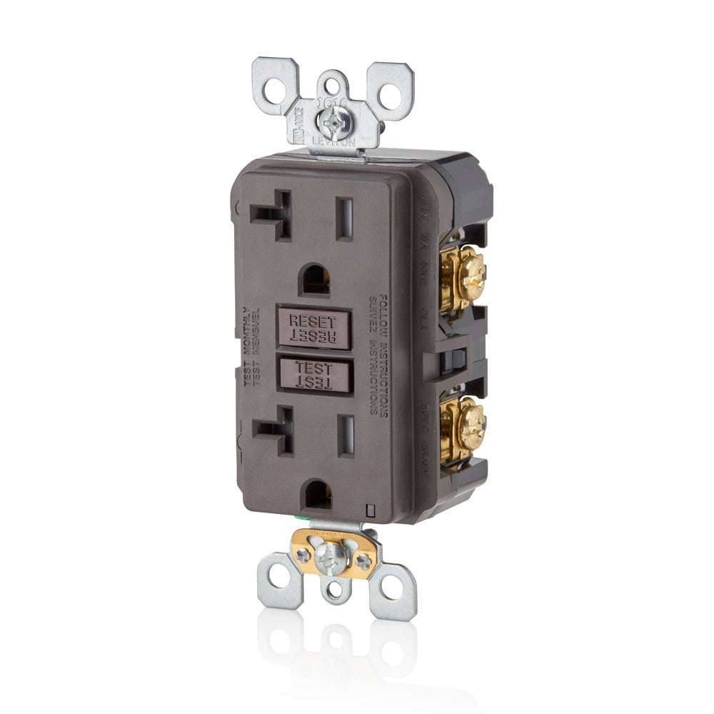 Leviton GFCI Outlet, 20 Amp, Self Test, Tamper-Resistant with LED Indicator Light, Protection from Electric Shock and Electrocution, GFTR2, Brown