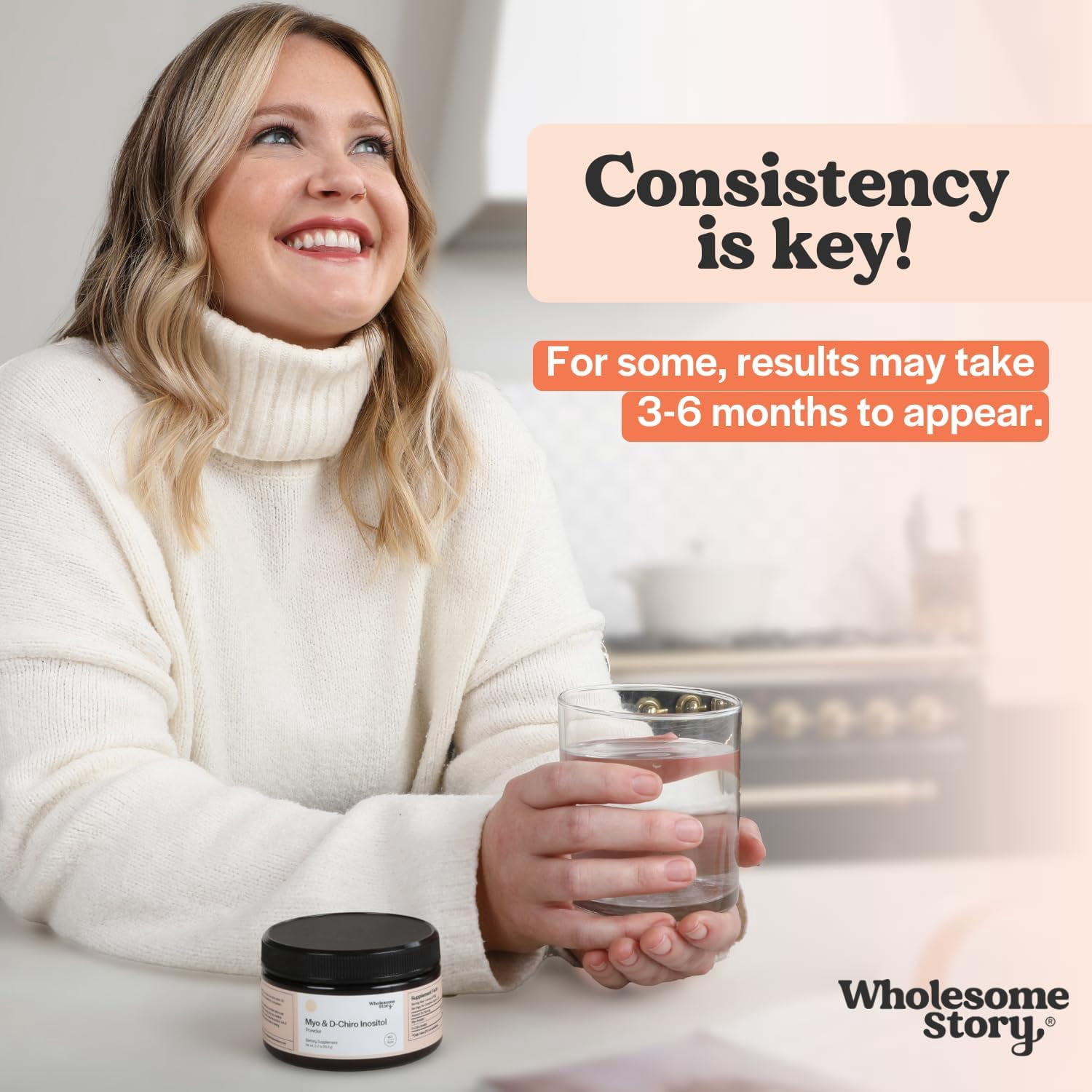 Wholesome Story Myo-Inositol & D-Chiro Inositol Powder Hormonal Balance Support Supplement, 2.17 oz