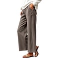 thumbnail image 3 of Womens Wide Leg Sweatpants Elastic Drawstring Waist Casual Pants with Pockets, Athletic Jogging Work Outdoor Wear, S-3XL | VerBelle,Coffee XL, 3 of 9