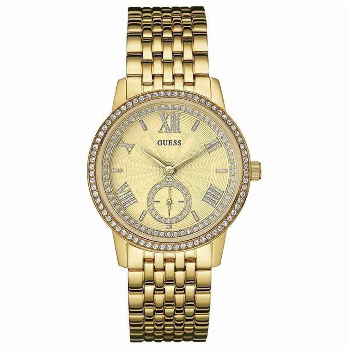 U0559L2 Guess Gold Tone Crystal Bezel Watch Amazon.com: GUESS Classic Slim Gold-Tone Stainless Steel  main image 3