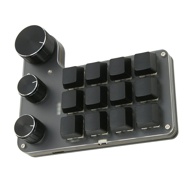 Mini Clavier de Jeu Mécanique Macro, 12 Touches 3 Boutons à une Main USB pour PC, Raccourci Programmable Fonction Personnalisée,