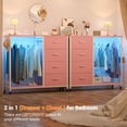 thumbnail image 5 of Homieasy Dresser with Hanging Rack & 4 Drawers, Dresser with Clothes Rack for Bedroom with LED Lights, Charging Staion, Storage Chest with Wheels, Pink, 5 of 6