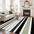 thumbnail image 3 of Sage Green Black Stripe Large Area Rugs for Bedroom Living Room, Soft Non Slip Carpet Bedside Rug, Modern Abstract Coarse Striped Rectangle Floor Cover Kitchen Accent Rug 8'x10' for Office, 3 of 9