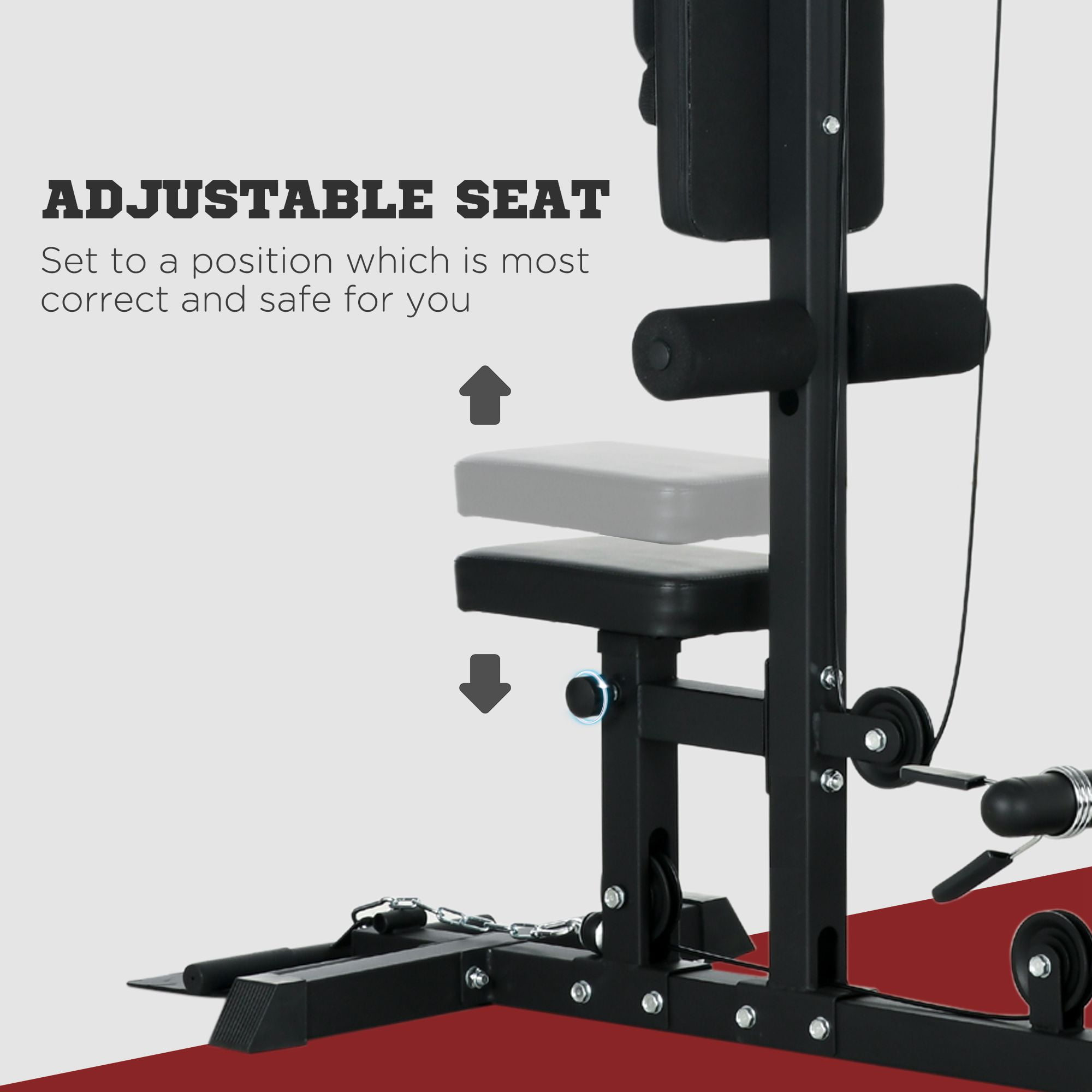 Soozier Cable Machine Lat Pull Down Machines with Flip Up Footplate Home Gyms, Steel Black