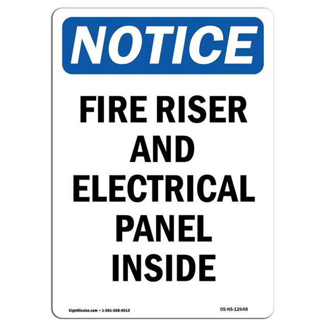 SignMission OS-NS-A-1218-V-12648 12 x 18 in. OSHA Notice Sign - Fire Riser & Electrical Panel Inside