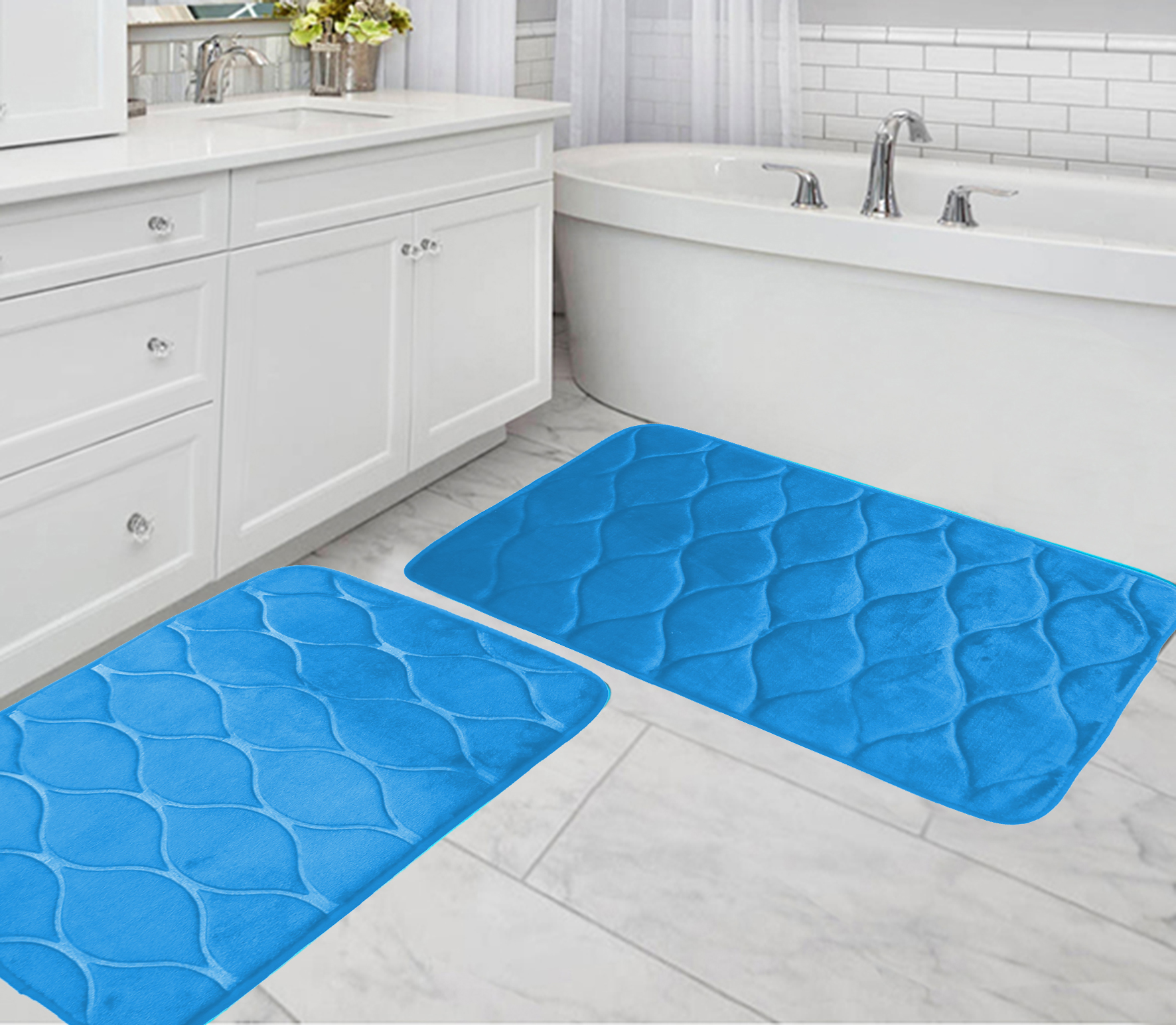 Luxury Home Fashion 2 Piece Oval Shaped Design Embossed Solid Color