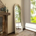 thumbnail image 4 of BEAUTYPEAK 64"x21" Arched Full Length Mirror with Stand Solid Wooden Framed Floor Mirror Full Body Mirror,Retro White, 4 of 8