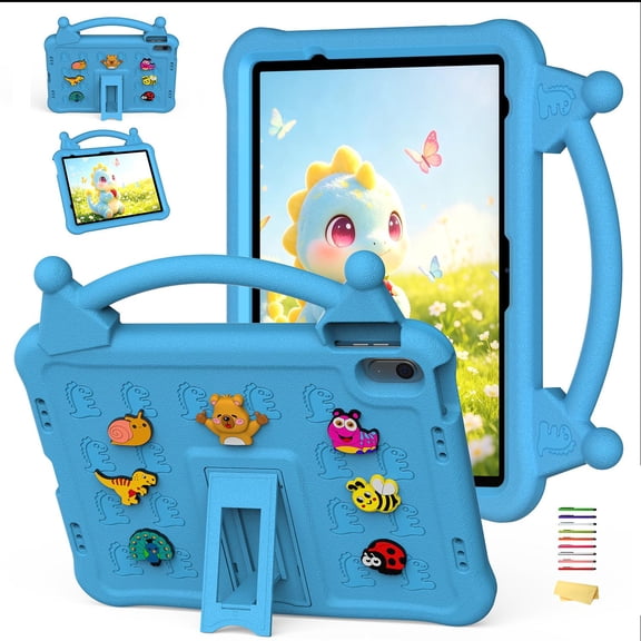 Mynvo Kids Stand Case for iPad Mini 5/Mini 4/Mini 3/Mini 2/Mini 1 with Kickstand/Handle, Soft EVA Shockproof Lightweight Cover for iPad Mini 5th/4th/3rd/2nd/1st Generation 7.9", Skyblue