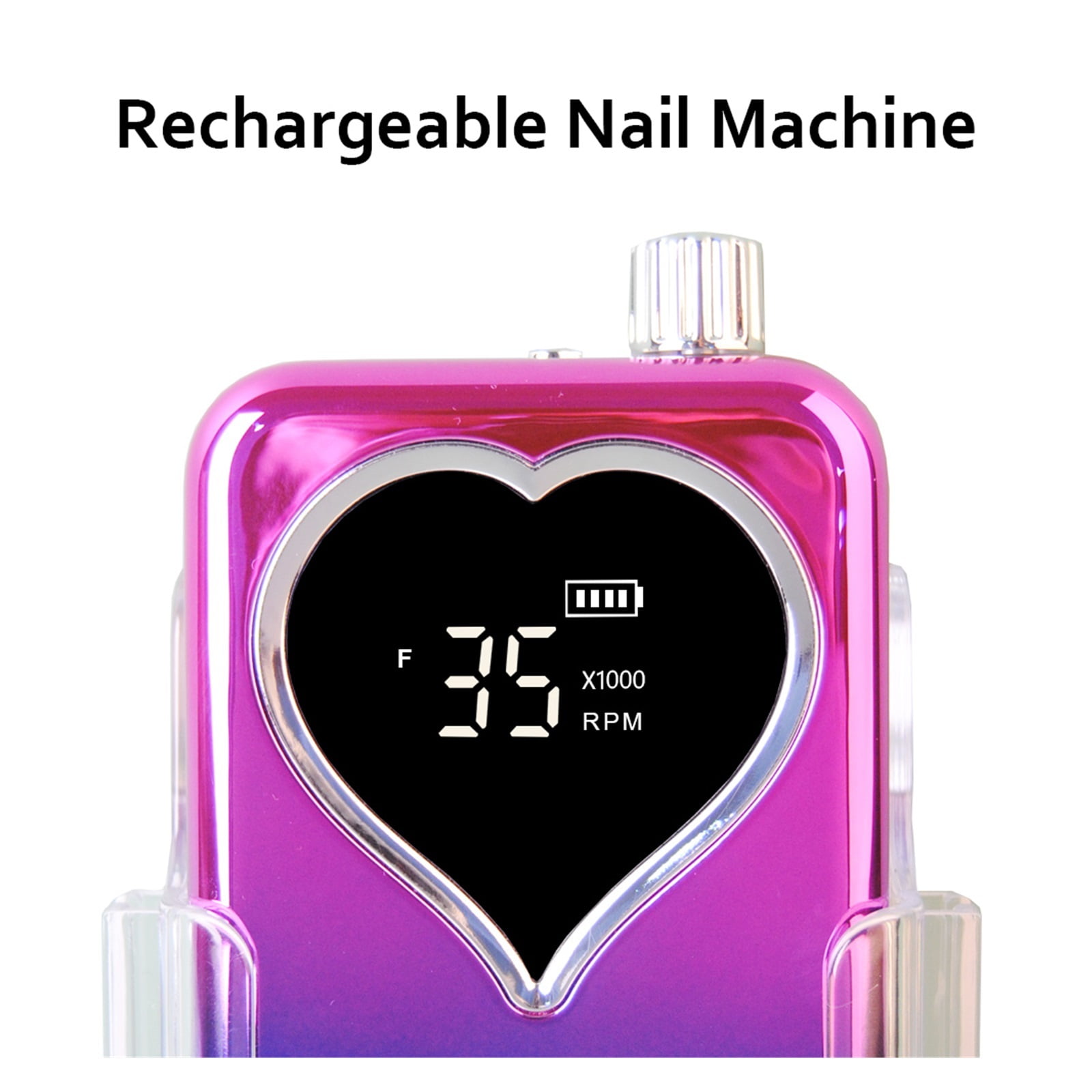 Portable 35000RPM Nail Drill Machine Rechargeable Nail Drill Heart Engraved Nail Cuticle Machine Acrylic Nail Drill Equipment