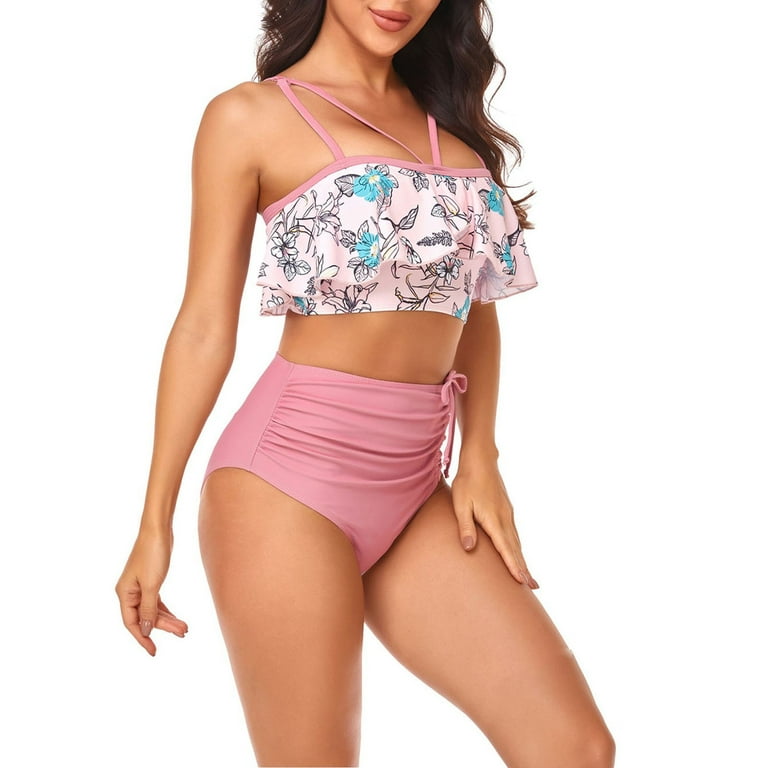 fvwitlyh Swimsuits Set for Family of 3 High Waisted Drawstring