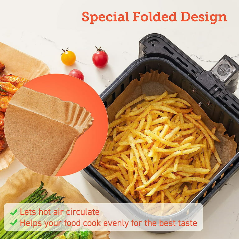 Air Fryer Disposable Paper Liners - 100PCS 8 Inch Square Food