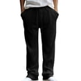 thumbnail image 2 of Blmnix Palazzo Men's Pants Baggy Corduroy Pants Comfy Pants Low Rise Pants Straight-Leg Black Long Mens Pants Casual,L, 2 of 9