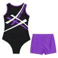 thumbnail image 4 of Alvivi Kids Girls Gymnastics Sleeveless Leotard with Booty Shorts Ballet Dance Unitard Activewear Purple 8, 4 of 5