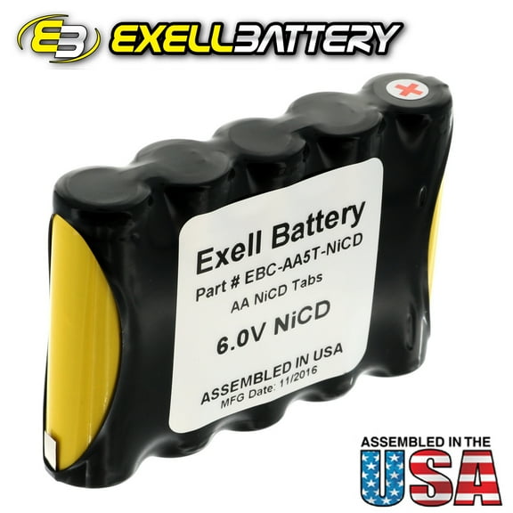 Exell  6V 1000mAh NiCd  Battery Pack w/ Tabs Cordless Phones Radios GMRS Solar